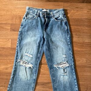 Blue jeans with holes